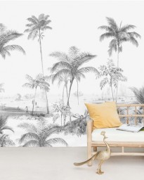 Creative Lab Amsterdam - Exotic palms Black & White Behang Mural