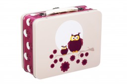 Blafre - tin suitcase owl plum red
