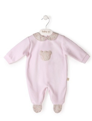 Baby Gi - pyjama velour pink little teddy - flowers