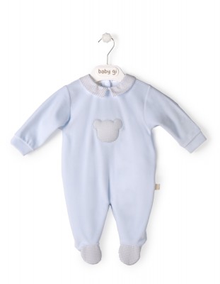 Baby Gi - pyjama velour blue little teddy - vichy