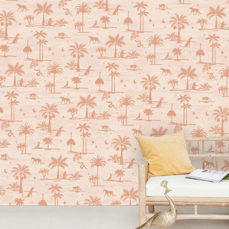 Creative Lab Amsterdam - Jungle Silhouette Pink Wallpaper Mural