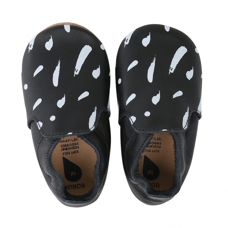 Bobux - Soft soles zwart/witte vegen loafer